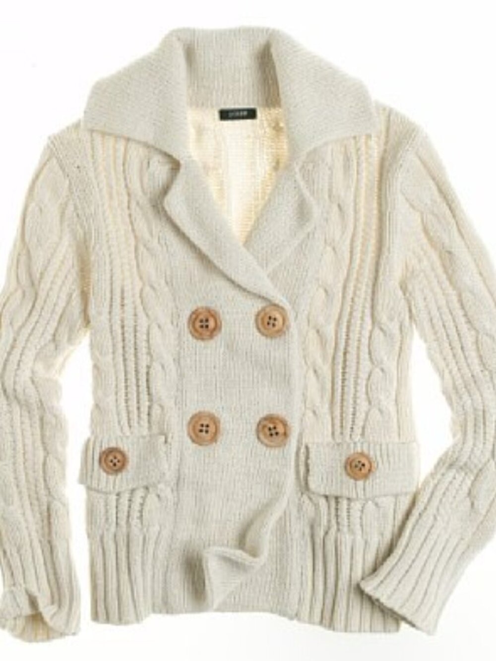 J. Crew Chunky Double-Breasted Cable Knit Cardigan - Cream